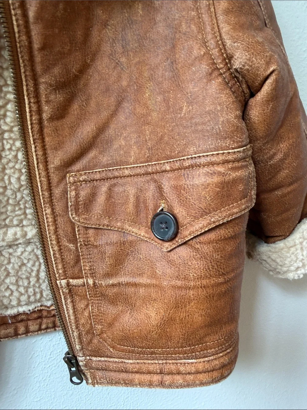 GAP Toddler Shearling-Trim Puffer Jacket - Brown & Cream